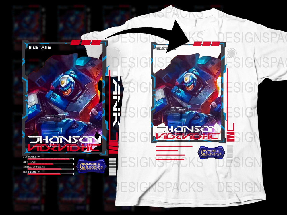 Mobile Legends Johnson T-Shirt, Vintage Robot Graphic Tee, Gamer Clothing, Unisex White Shirt
