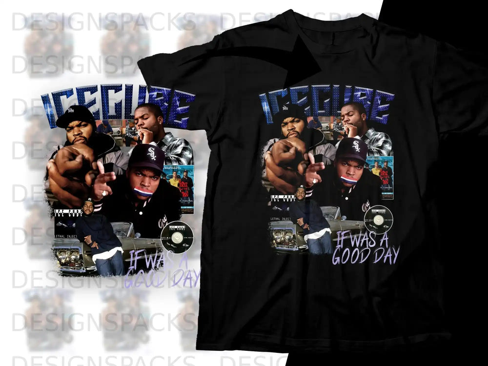 T-shirt featuring Ice Cube album art for "The Predator" and "Lethal Injection."
