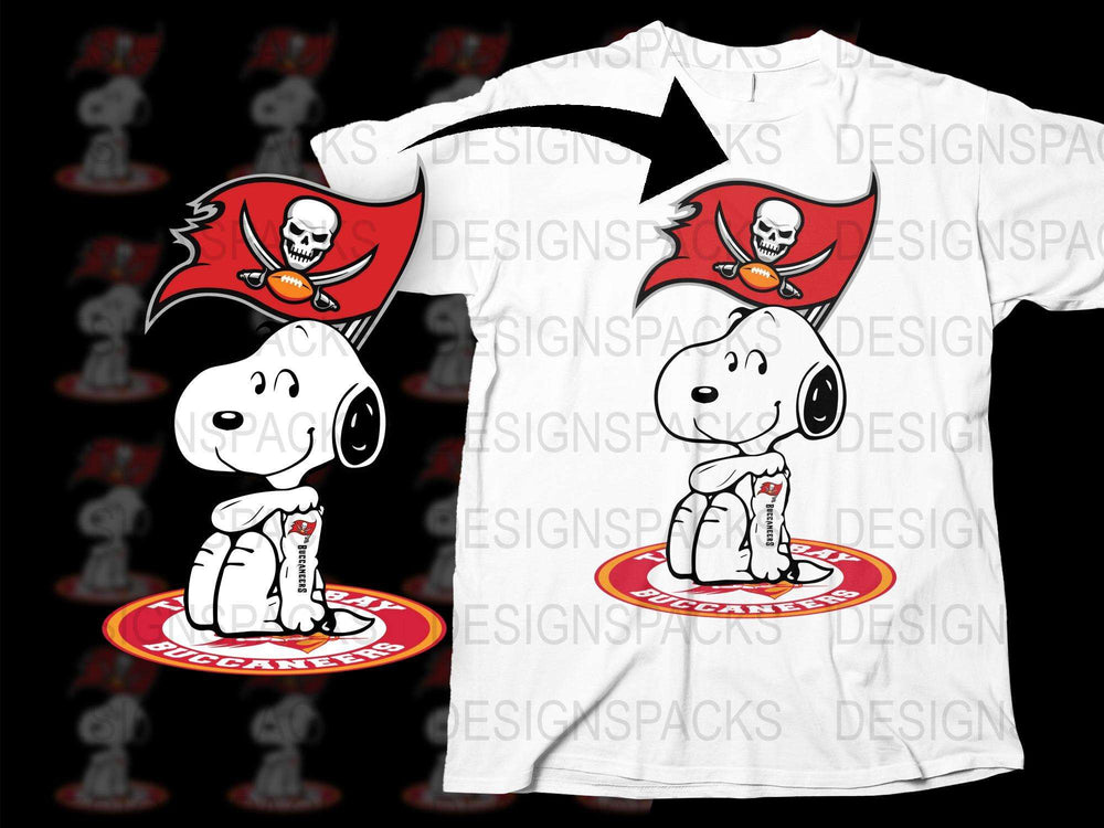 Snoopy with Tampa Bay Buccaneers Logo Design Png Digital Download