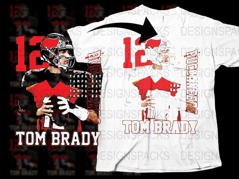 Tampa Bay Football Tom Brady Graphic T-Shirt, Red and White Sports Tee, Fan Apparel, Athletic Wear, Unisex Clothing Gift