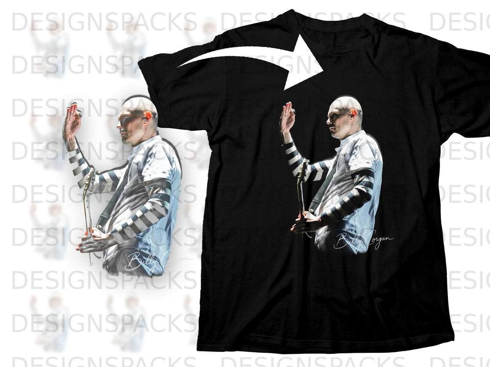 Black t-shirt with Billy Corgan graphic and signature.