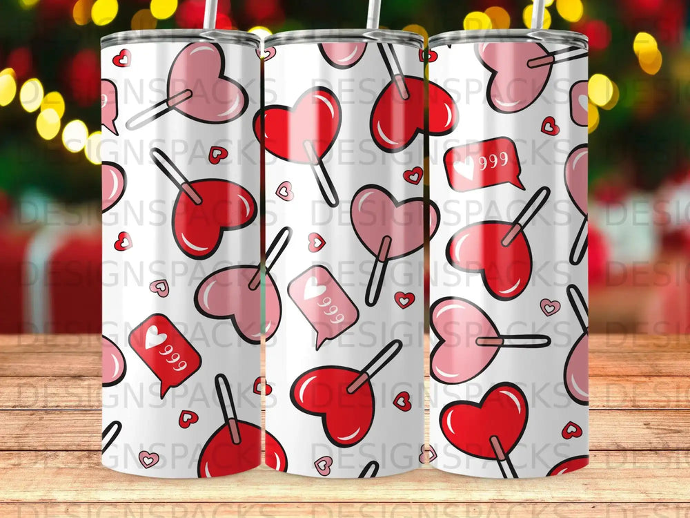 Heart Lollipops 999 Likes Sweet Red Pink Pattern product type