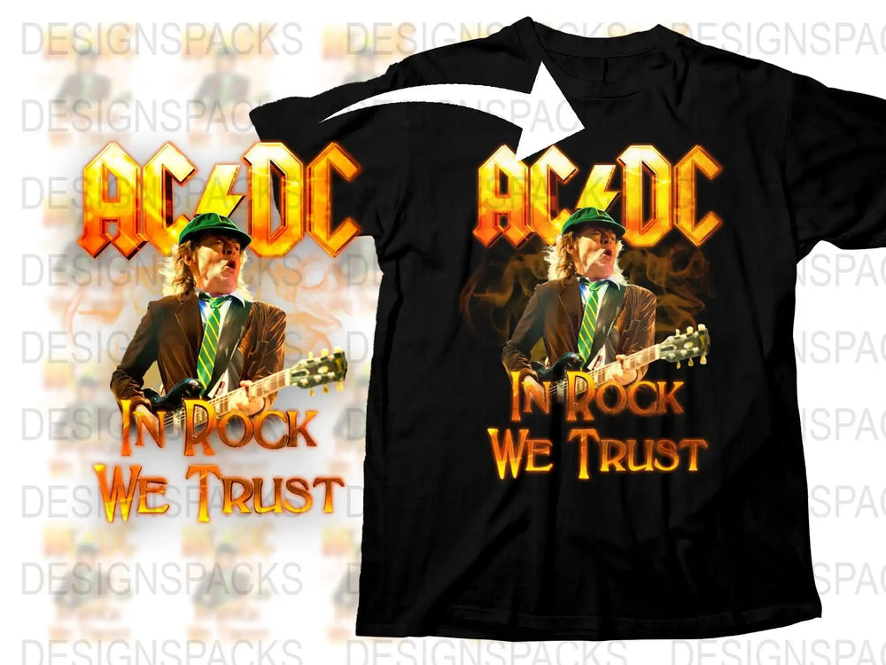 ACDC Inspired T-Shirt, Classic Rock Band Graphic Tee, In Rock We Trust, Music Fan Apparel, Gift for Rock Lovers
