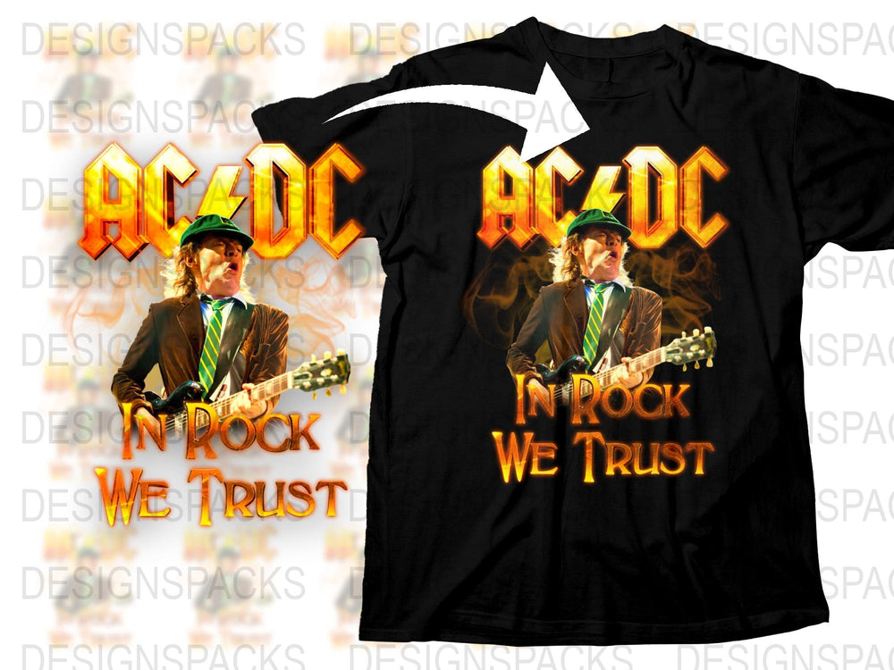 ACDC Inspired T-Shirt, Classic Rock Band Graphic Tee, In Rock We Trust, Music Fan Apparel, Gift for Rock Lovers