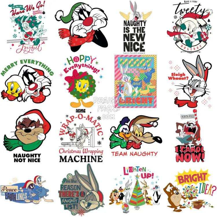 52 Christmas Bunny Cartoon Designs Bundle Png