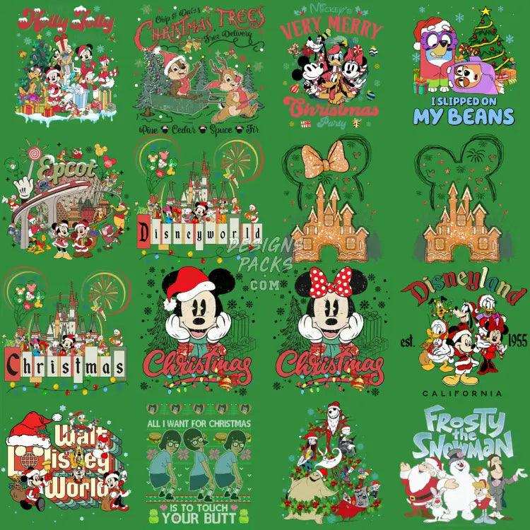 52 Christmas Cartoon Mixed Designs Bundle Png