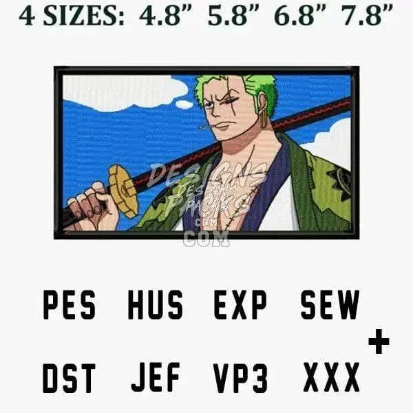 One Piece Zoro Sword Anime Embroidery Design
