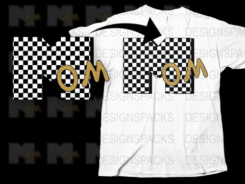 Checkered Flag Mom T-Shirt, Racing Mom Graphic Tee, Casual Sports Style, Unique Gift for Mothers
