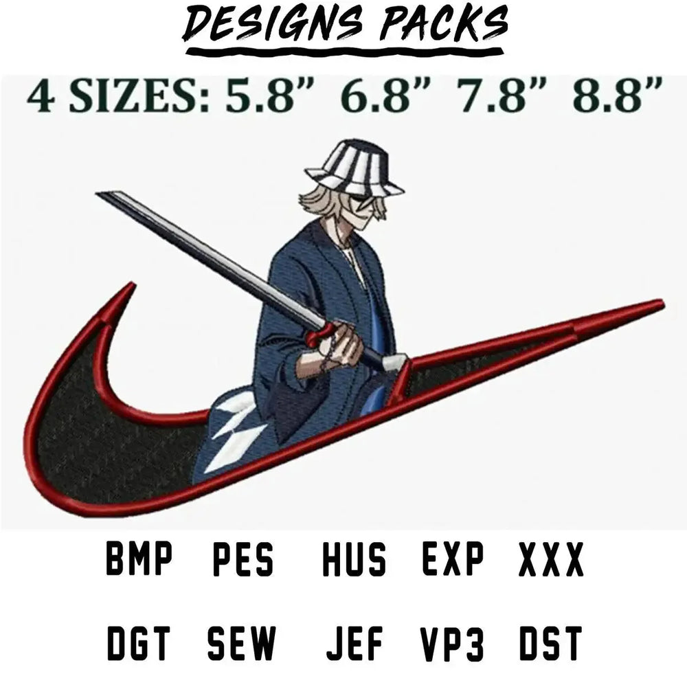 Kisuke Urahara Bleach Sport Anime Embroidery Design