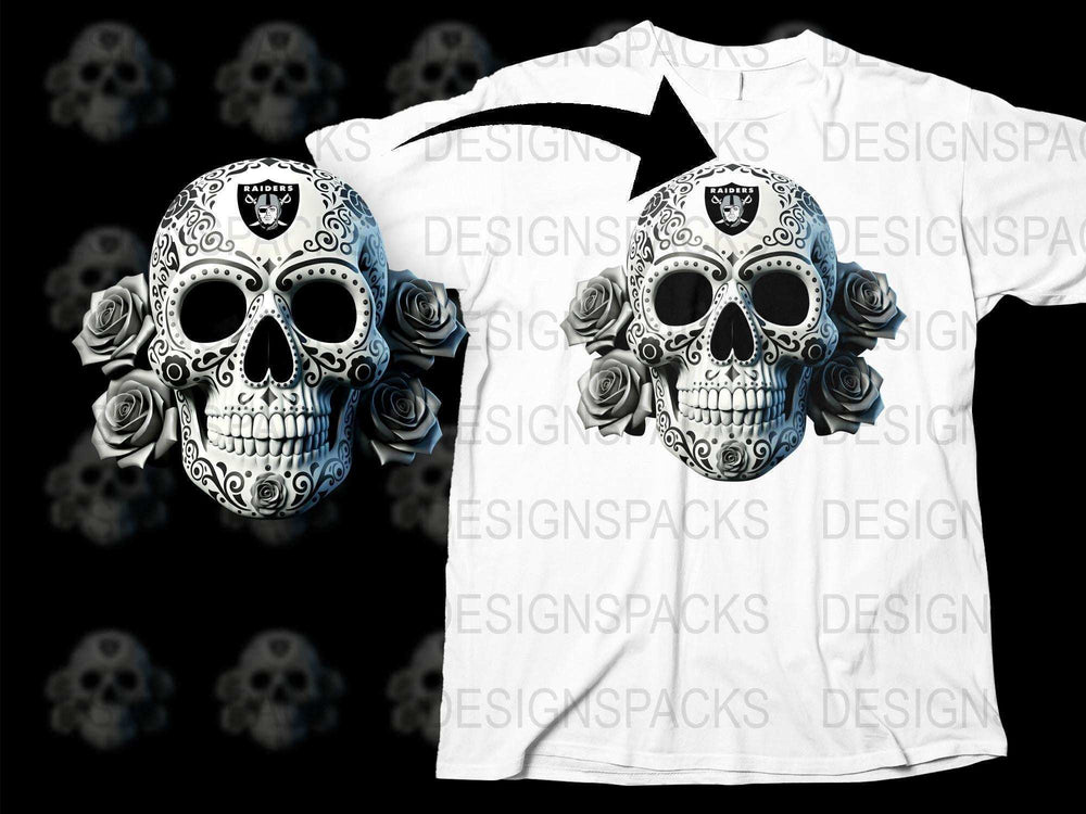 Gothic Skull T-Shirt with Roses, White Graphic Tee, Men's and Women's Skull Shirt, Unique Floral Skull Design Top