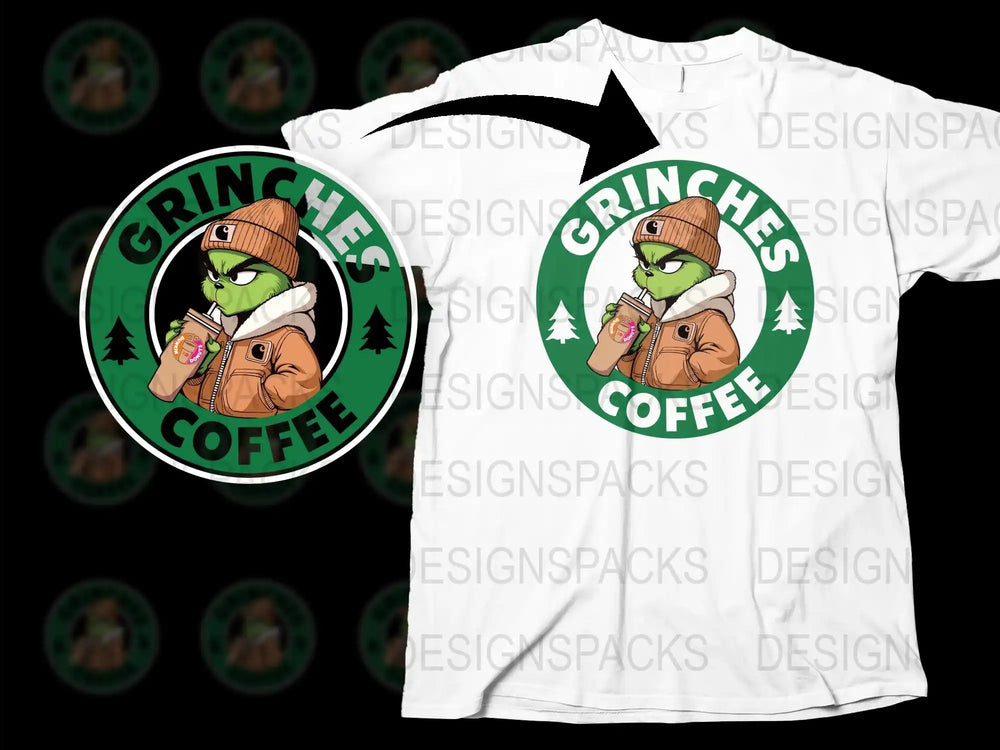 Grinch's Coffee Parody T-Shirt, Funny Christmas Tee, Cool Holiday Casual Wear, Unique Festive Apparel