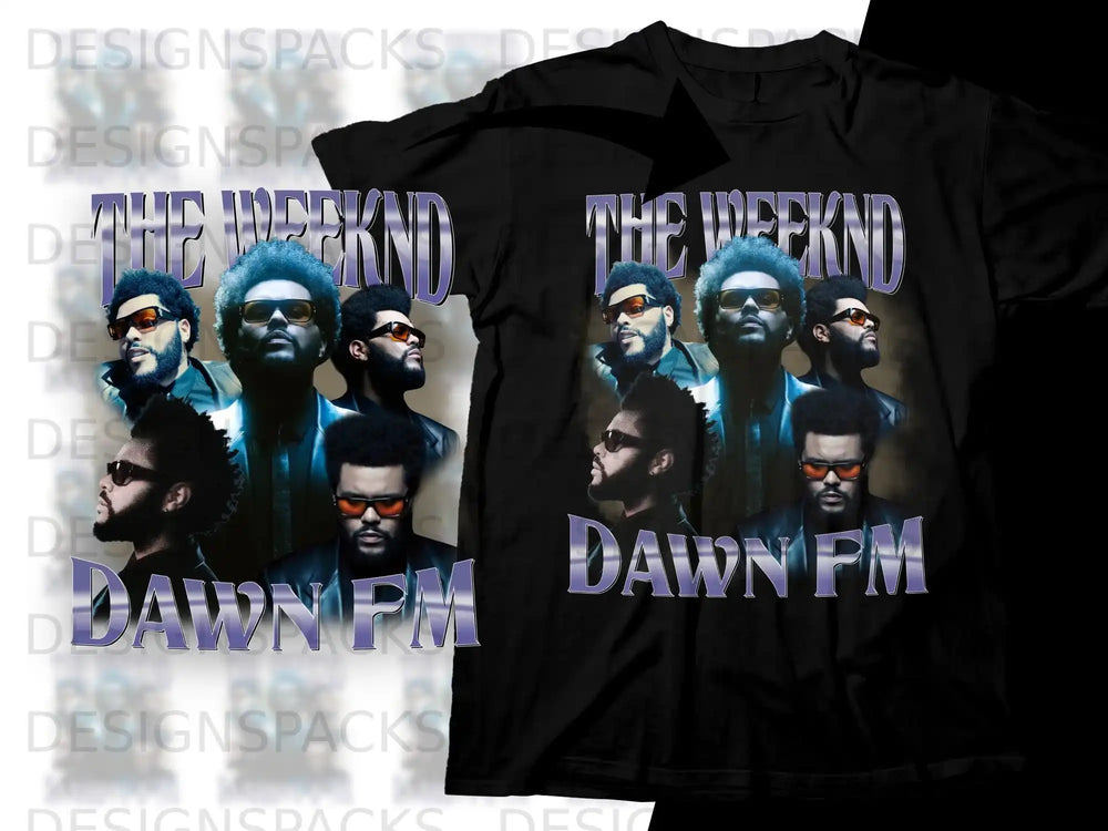 The Weeknd "Dawn FM" album art t-shirt design.