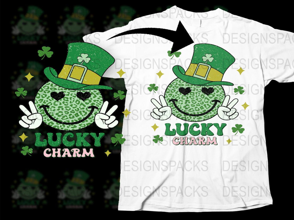 St. Patrick's Day T-Shirt Lucky Charm Green Shamrock Graphic Tee Festive Holiday Apparel