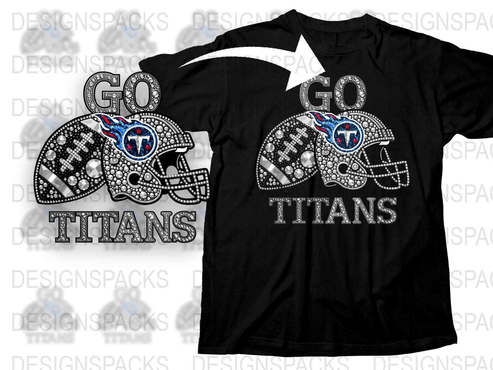Tennessee Titans Rhinestone T-Shirt, Bling Football Helmet Shirt, Sports Fan Gift, NFL Team Apparel, Stylish Game Day Outfit