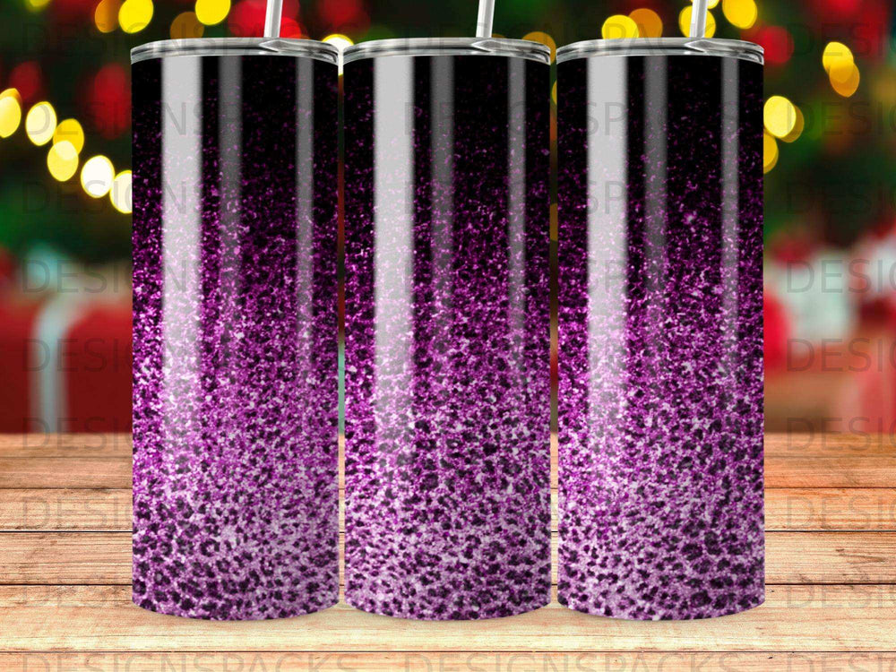 Purple glitter tumbler with black gradient top.