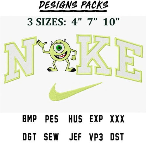 Green Monster Cartoon Sport Embroidery Design