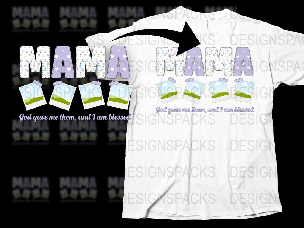 Mama Arrow T-Shirt, Blessed Mom Floral Letters, Mother's Day Gift Tee, Inspirational Mom Outfit
