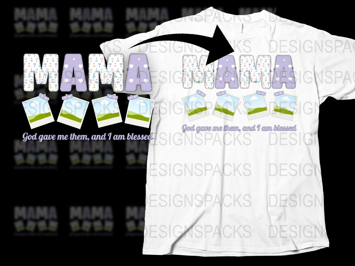 Mama Arrow T-Shirt, Blessed Mom Floral Letters, Mother's Day Gift Tee, Inspirational Mom Outfit