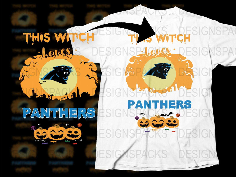 Witch Loves Panthers Halloween T-Shirt, Spooky Pumpkin Fall Graphic Tee, Unisex Custom Apparel for Halloween Celebrations