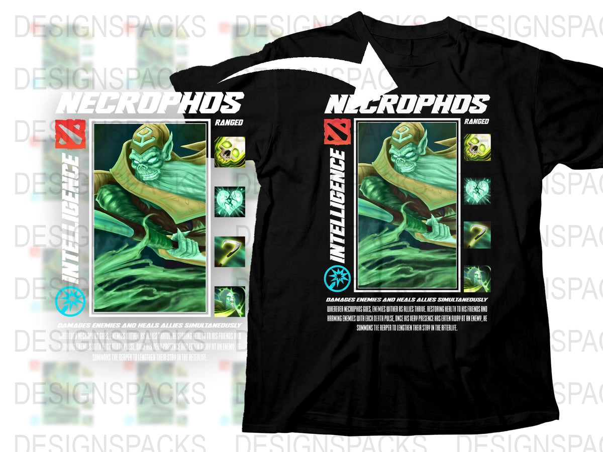 Necrophos Dota 2 Character T-Shirt, Ranger Intelligence Hero Tee, Gaming Apparel, Gift for Gamers