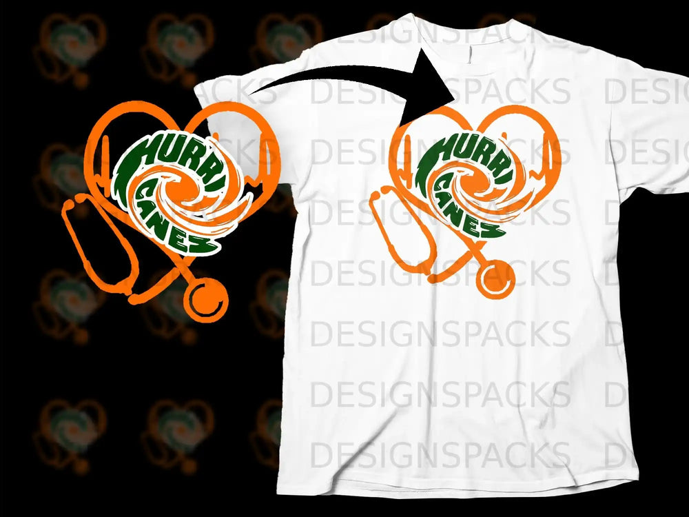 Motivational Hurri Canez Heart Stethoscope T-shirt