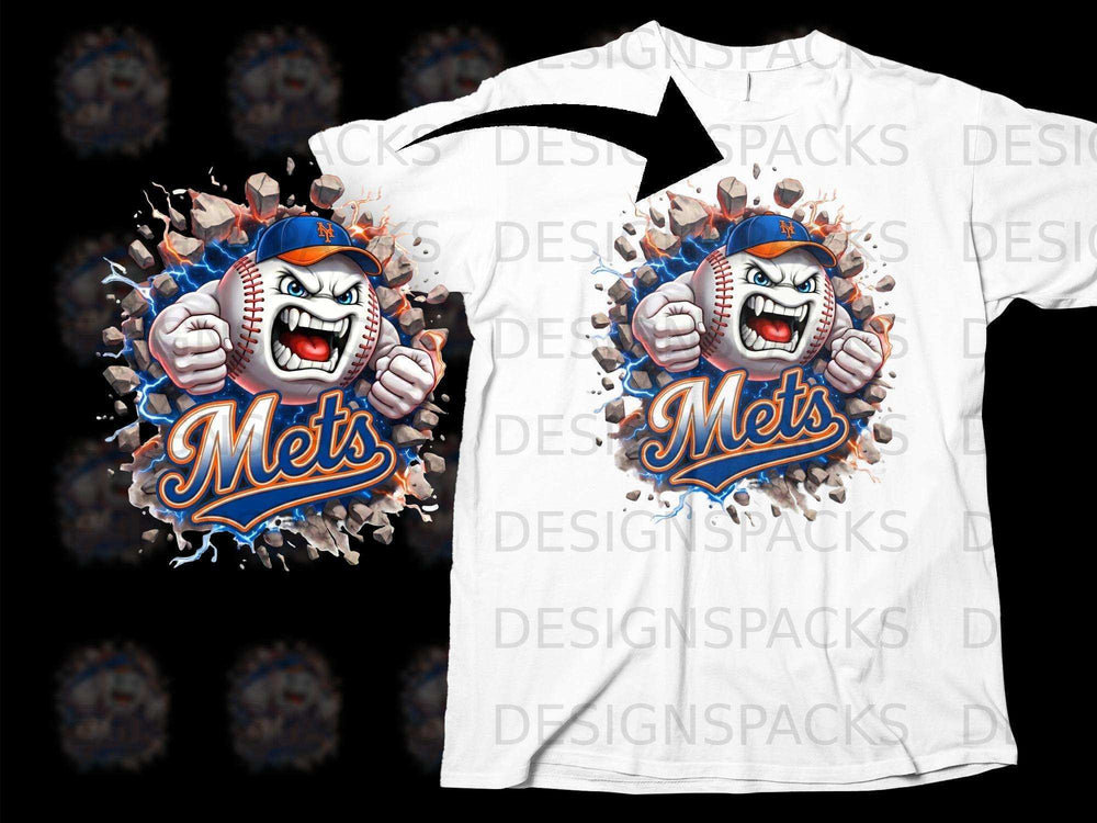 Intense Mets Baseball Character Graphic T-Shirt Design