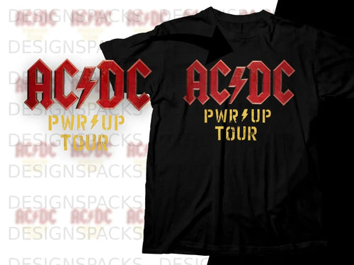 Black t-shirt with AC/DC PWR UP TOUR logo.