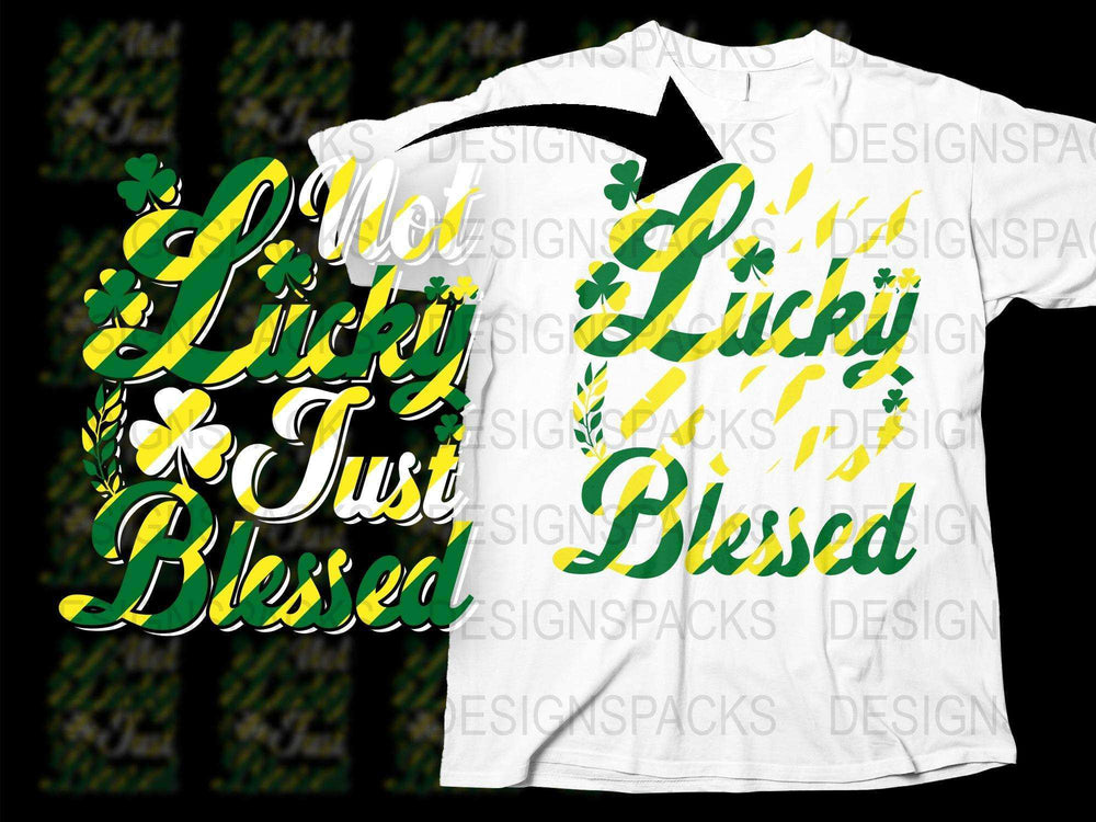 St. Patrick's Day T-Shirt Lucky Just Blessed Floral Shamrock Design Unisex Tee