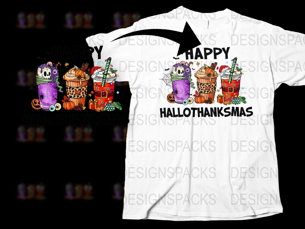 Holiday Mashup T-Shirt, Halloween, Thanksgiving, Christmas, Cute Seasonal Tee, Festive Characters, Unisex Graphic Shirt