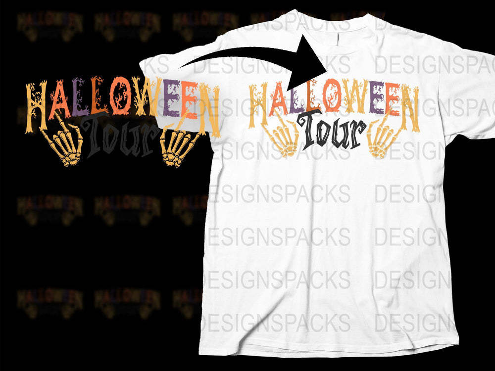 Halloween Tour T-Shirt, Spooky Pumpkin Hand Design, Unisex Graphic Tee, Fall Festival Apparel