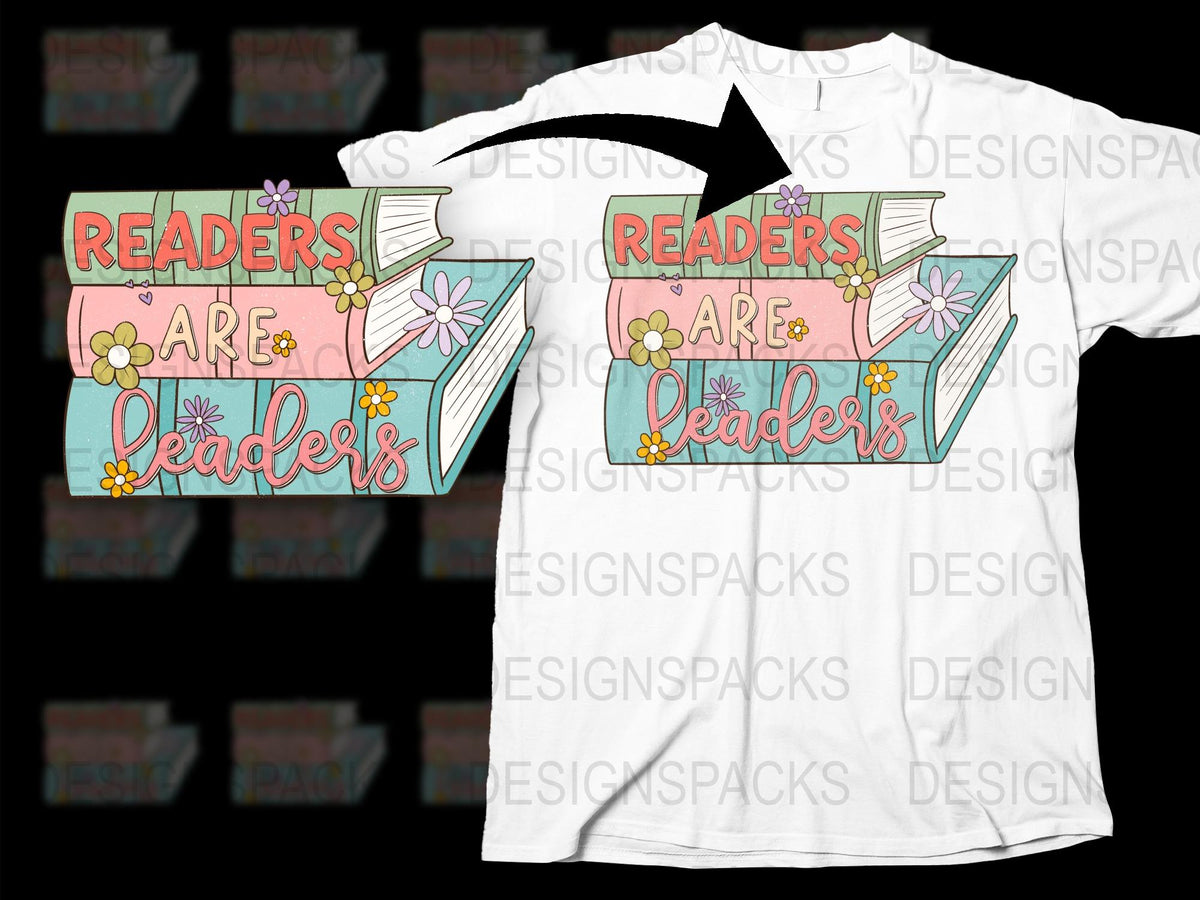 Readers Are Leaders T-Shirt, Floral Book Lover Tee, Women's Inspirational Reading Shirt, Colorful Librarian Gift Top