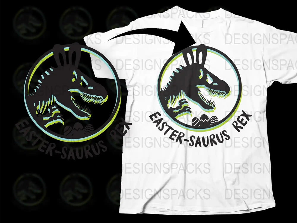 Easter-Saurus T-Shirt Dinosaur Easter Egg Hunt Kids Tee Fun Holiday Apparel Unique Graphic Design Boys Girls Shirt