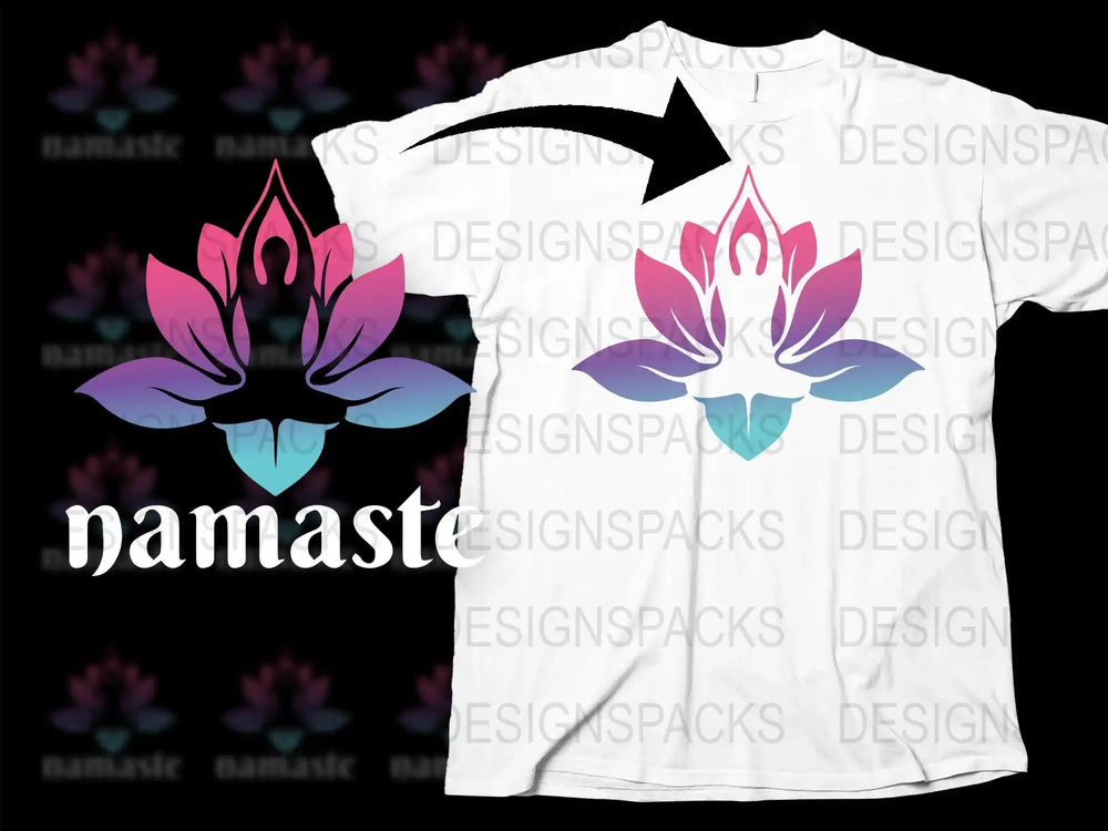 Namaste Yoga T-Shirt Lotus Flower Design, Spiritual Meditation Apparel, Colorful Zen Top for Men and Women