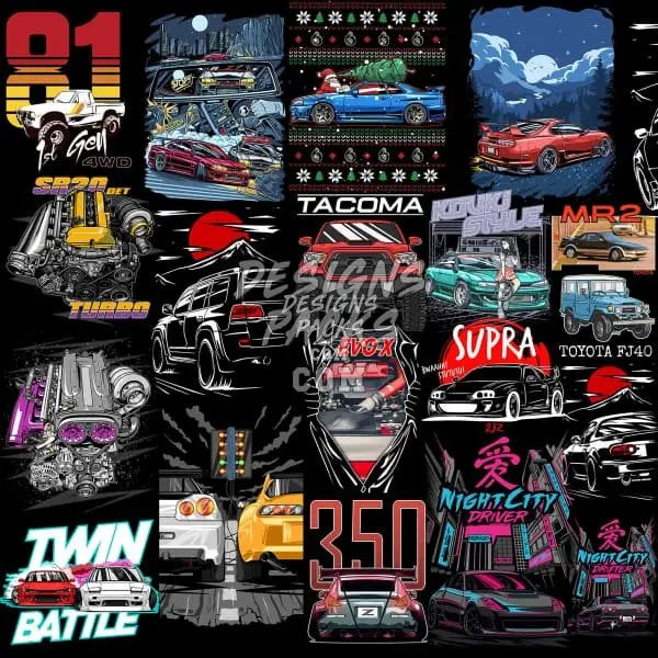 53 JDM Cars Designs Bundle PNG pack 4 designspacks