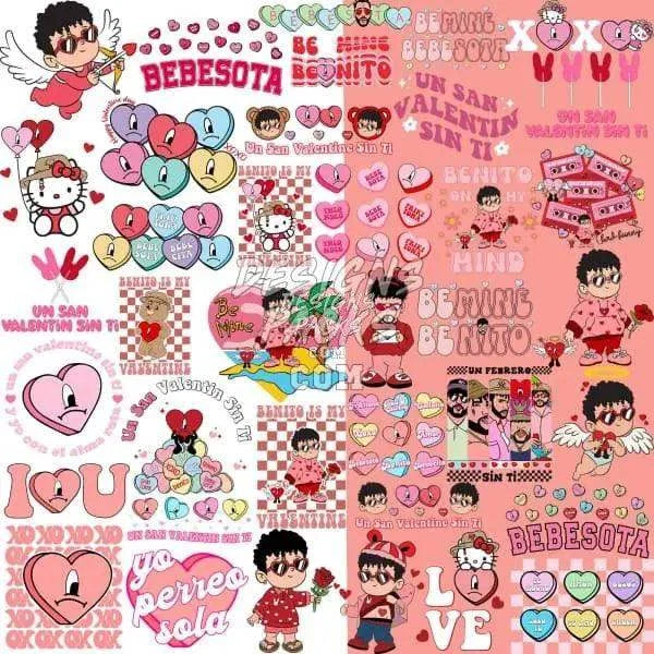 53 Bad Bunny Valentine's Day Designs Bundle PNG