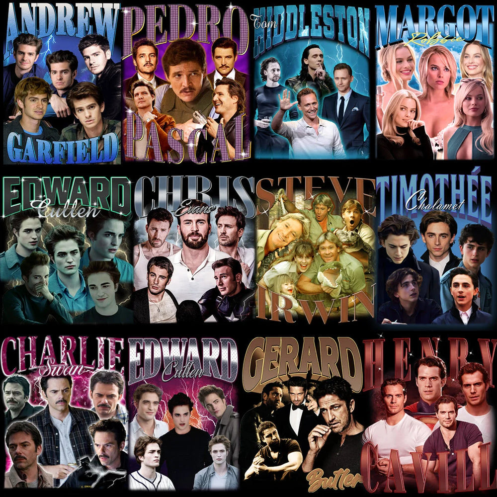 53 Celebrity TV Series Movies Artists Bootleg Designs Bundle PNG