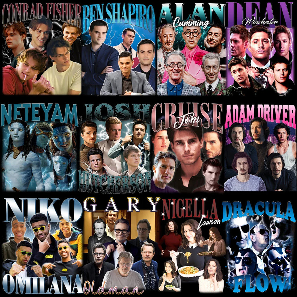 53 Celebrity TV Series Movies Artists Bootleg Designs Bundle PNG
