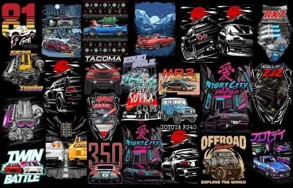 53 JDM Cars Designs Bundle PNG pack 4