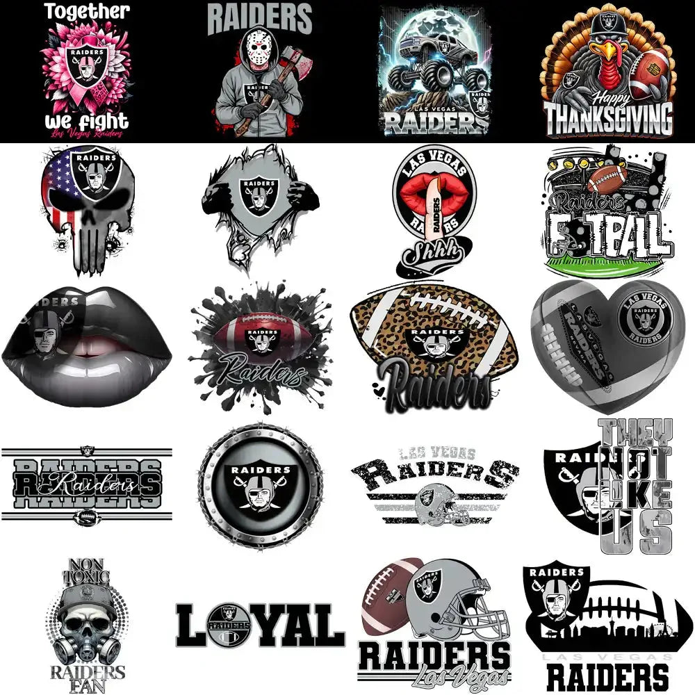 54 Las Vegas Raiders V1 Football Designs Bundle PNG