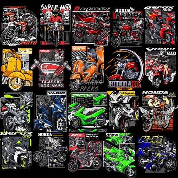 53 Scooters and Bikes Designs Bundle PNG designspacks