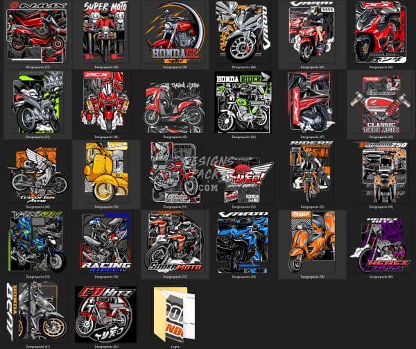 53 Scooters and Bikes Designs Bundle PNG designspacks