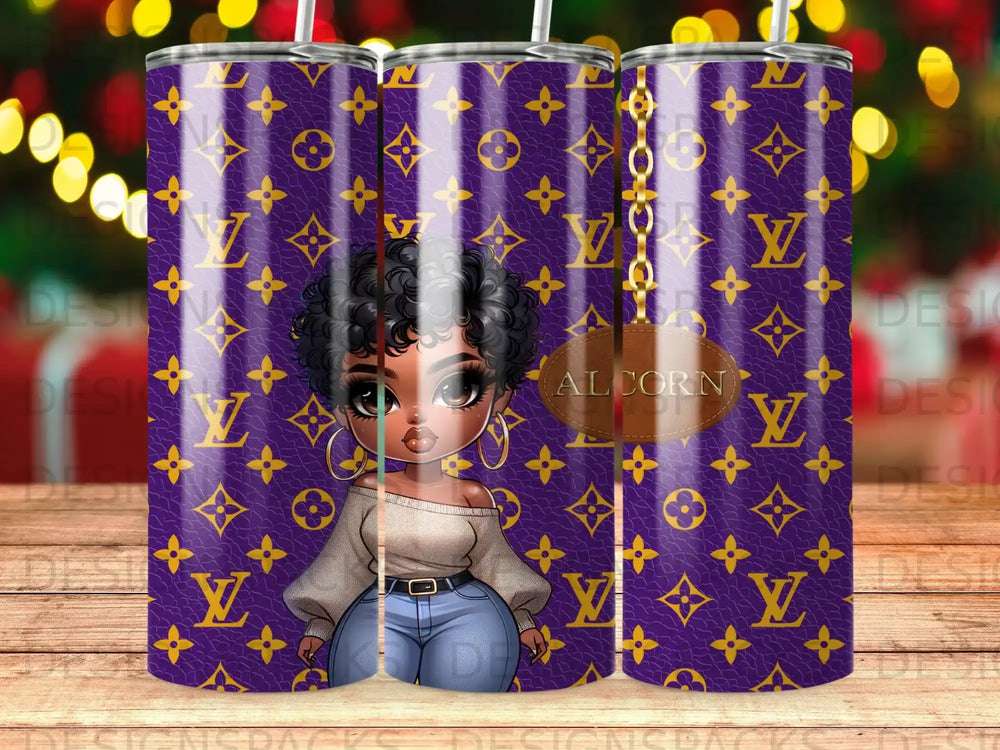 Purple Gold Monogram Alcorn Woman Character Tumbler product type