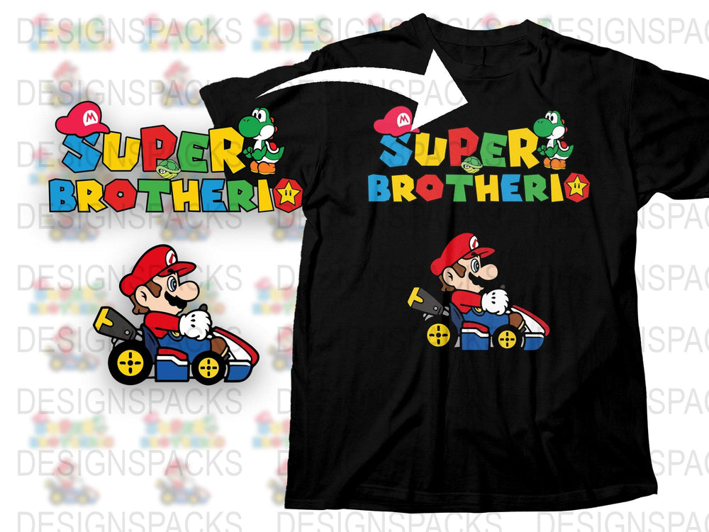 Super Brothers Kart Racing T-Shirt, Vintage Video Game Tee, Retro Gamer Gift, Unisex Graphic T-Shirt