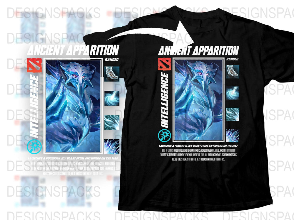 Ancient Apparition Dota 2 Themed T-shirt, Gaming Graphic Tee, Unisex Black Cotton Shirt, Gamer Apparel, Fantasy Character Design