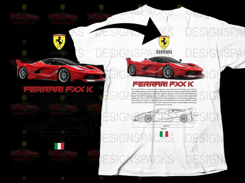 Ferrari FXX K Race Car Themed Graphic T-Shirt for Men, Red Car Print Tee