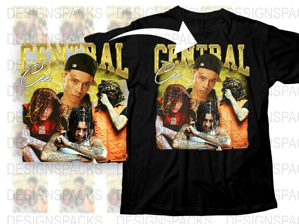 Urban Style Central Cee Graphic T-Shirt, Hip Hop Culture Tee, Unisex Black Top with Bold Print