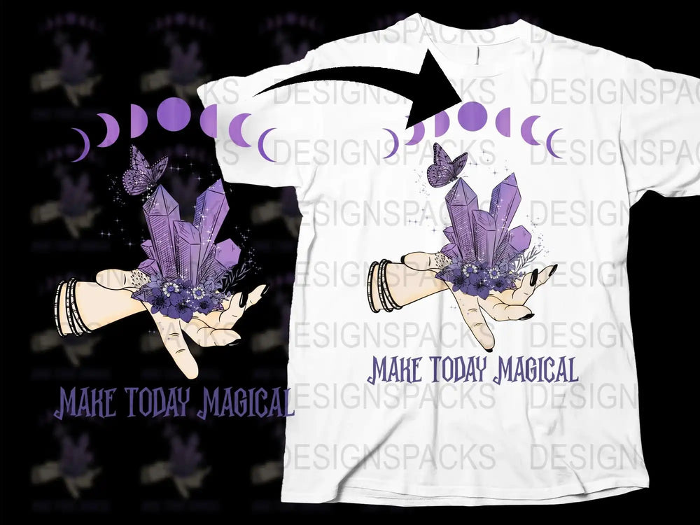 Magical Crystal Hands T-Shirt, Spiritual Boho Graphic Tee, Purple Aesthetic, Unisex Fashion Top