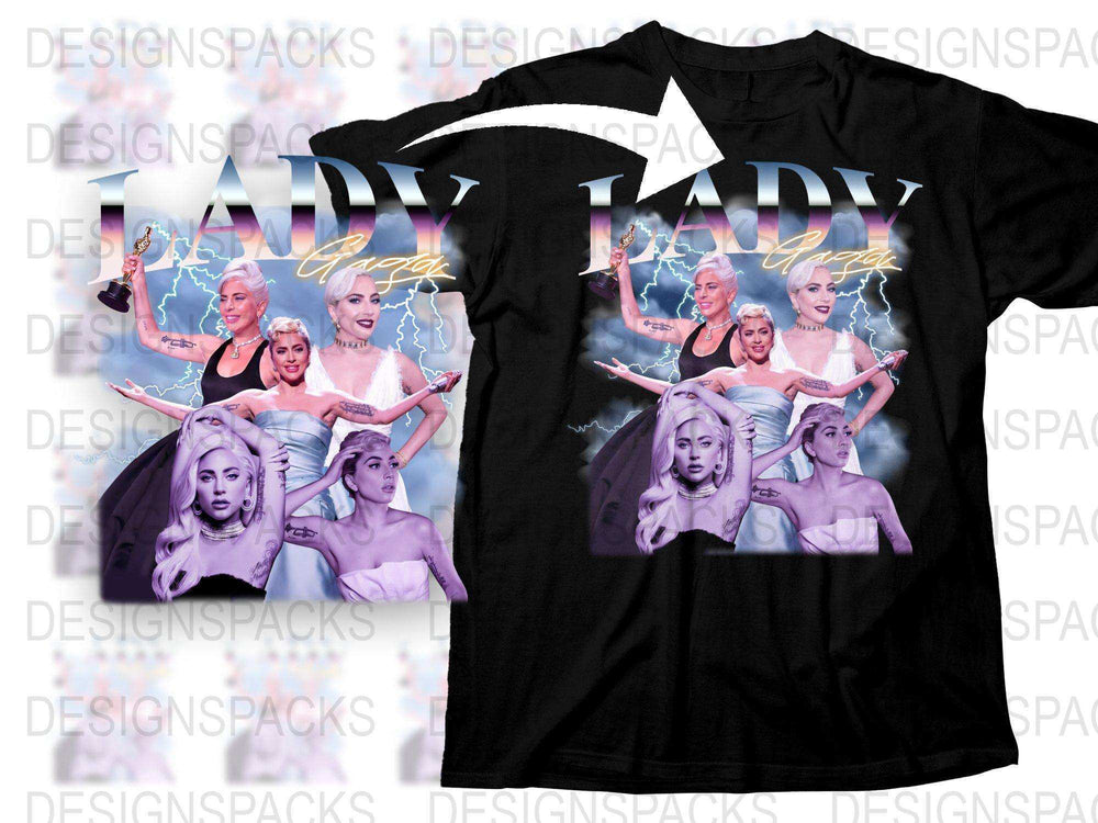 Lady Gaga Inspired Graphic T-Shirt, Pop Music Icon Tee, Black Cotton Shirt with Celebrity Design, Unique Gift Idea for Fans