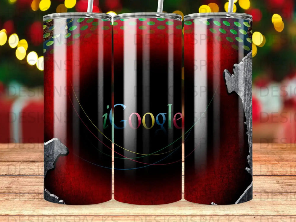 Google logo with colorful lines on a red textured background.