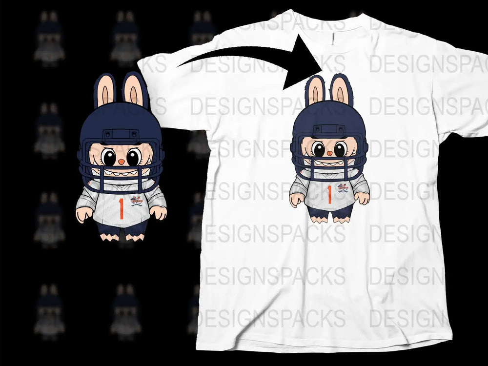 Cute Rabbit Football Player Graphic T-Shirt, Cartoon Bunny Sports Tee, Kids and Adults Casual Wear